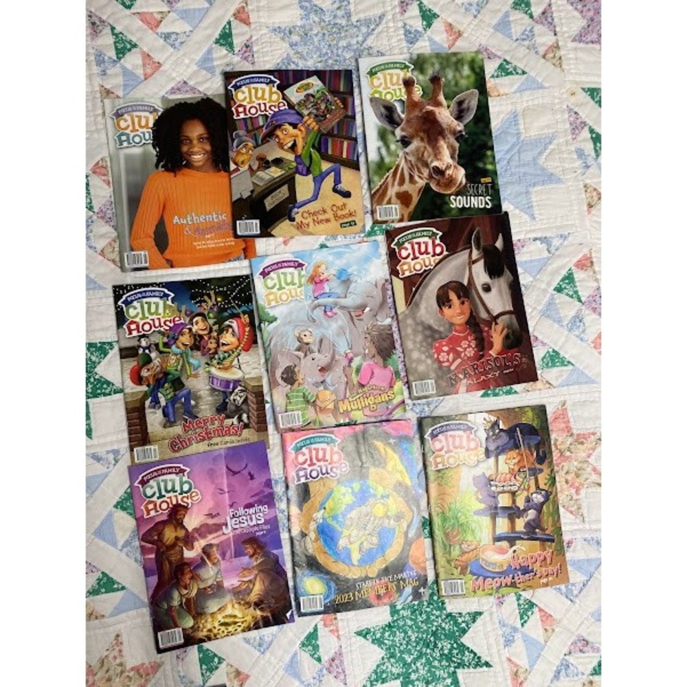 Focus on the Family Clubhouse Magazine Lot of 9 Kids Christian Stories Puzzles